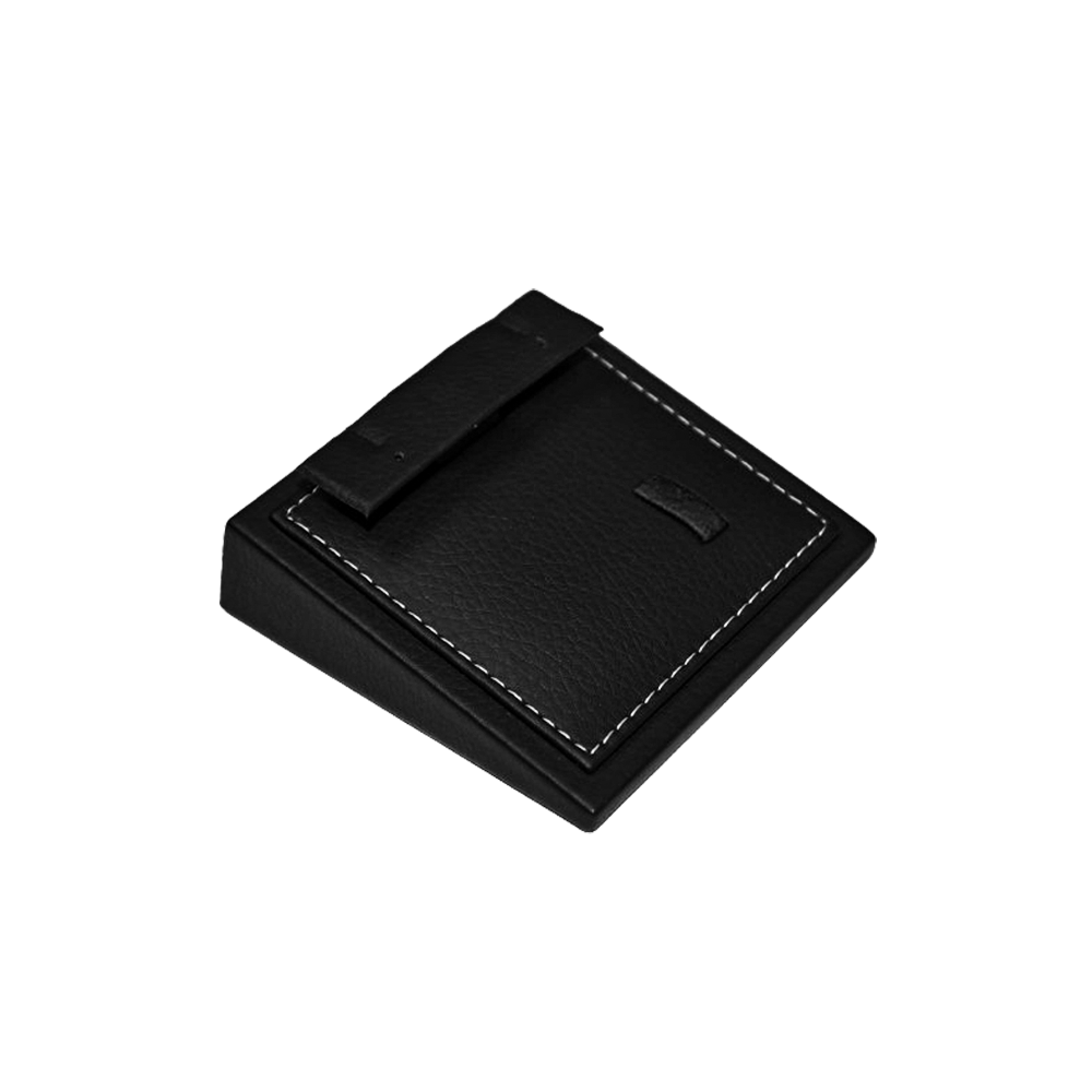 Ring & Earring Short T-Stand / Black Leather / 80 x 80 x 25